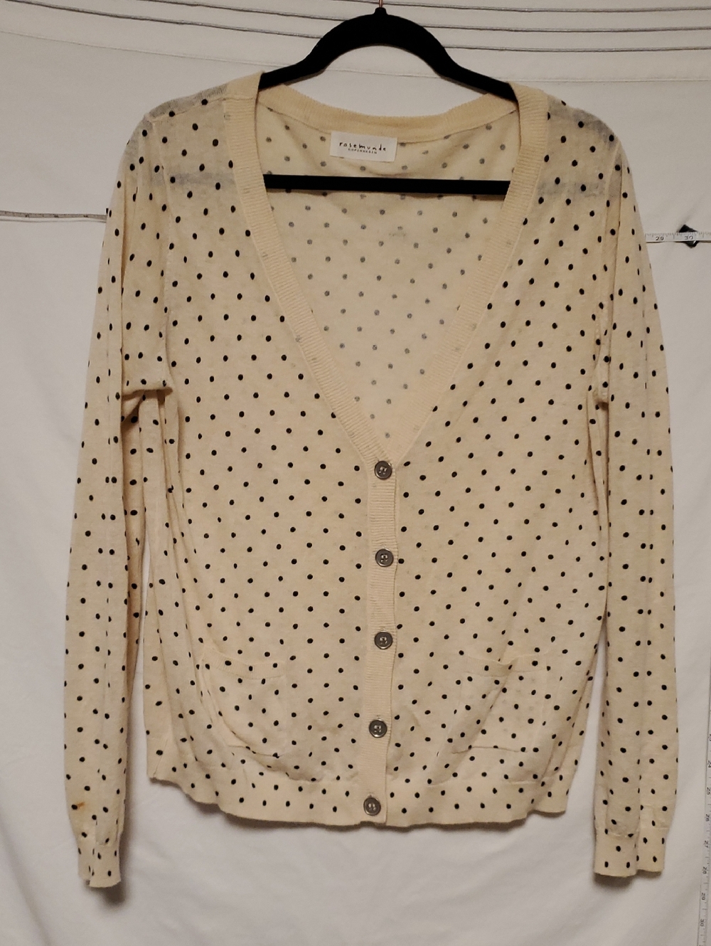 Rosemunde Cream With Black Polka Dot Lightweight Cotton/Linen Summer Cardigan